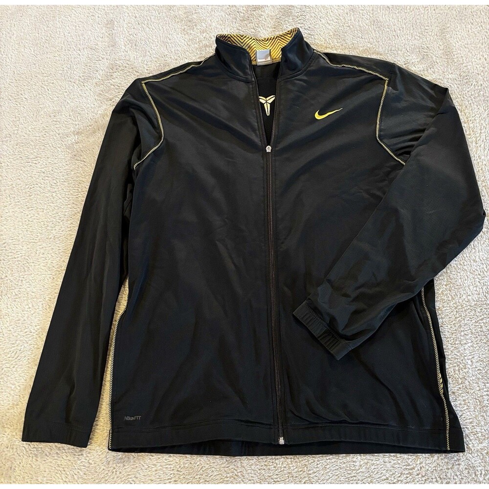Nike Track Jacket Mens XXLT Black Lightweight Full Zip Hooded Kobe Bryant Mamba
